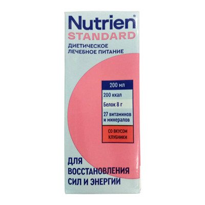 Нутриэн Стандарт со вкусом клубники продукт стерилизованный специализированный для диетического лечебного питания 200 мл.