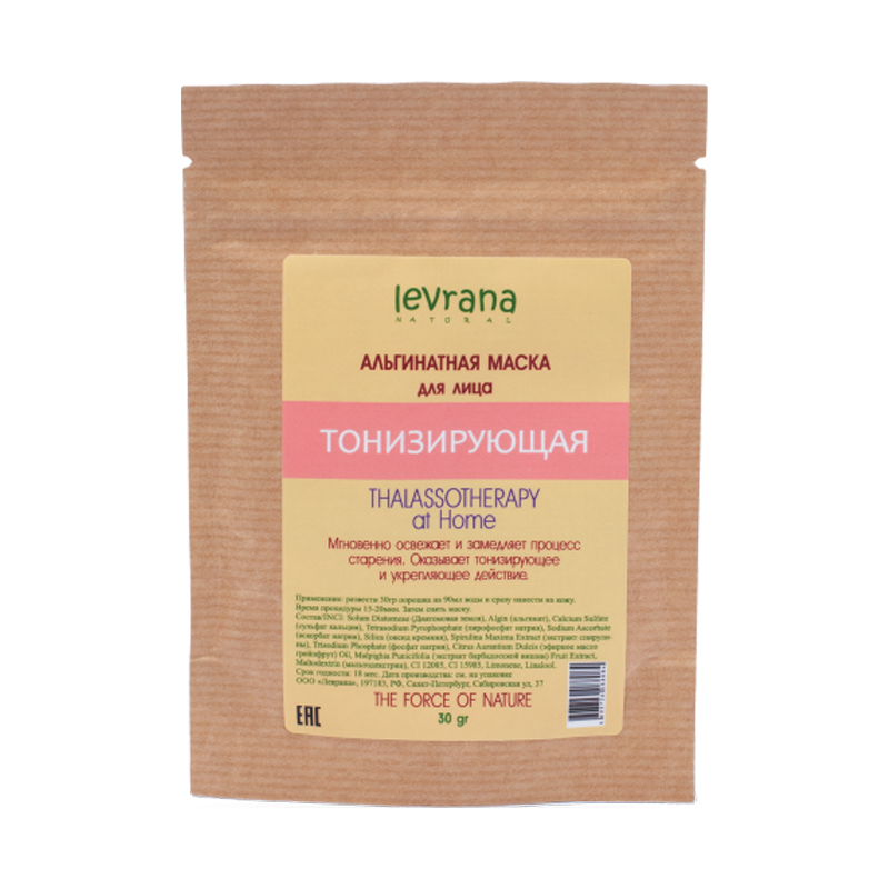 Levrana Альгинатная маска для лица, Тонизирующая, 30гр
