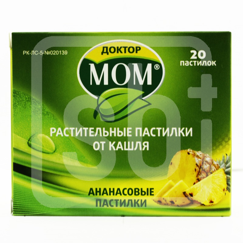 Доктор Мом® от кашля пастилки ананасовые 20 шт Юник Фармасьютикал Лабораториз