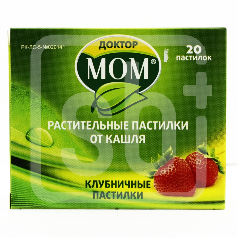 Доктор Мом® от кашля пастилки клубничные 20 шт Юник Фармасьютикал Лабораториз
