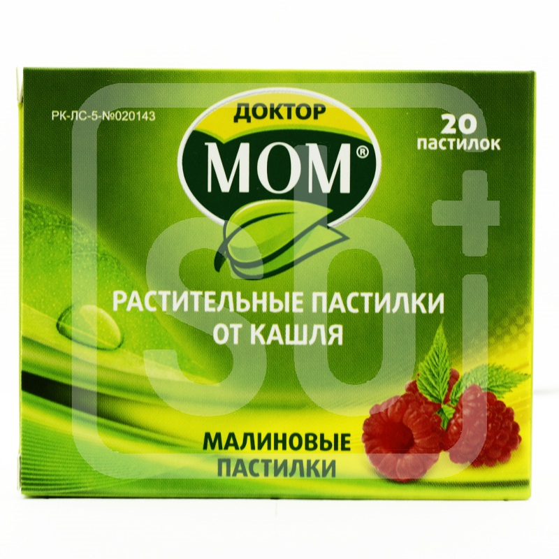 Доктор Мом® от кашля пастилки малиновые 20 шт Юник Фармасьютикал Лабораториз