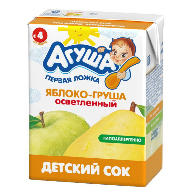 Сок Агуша Яблоко осветленный 0,2л