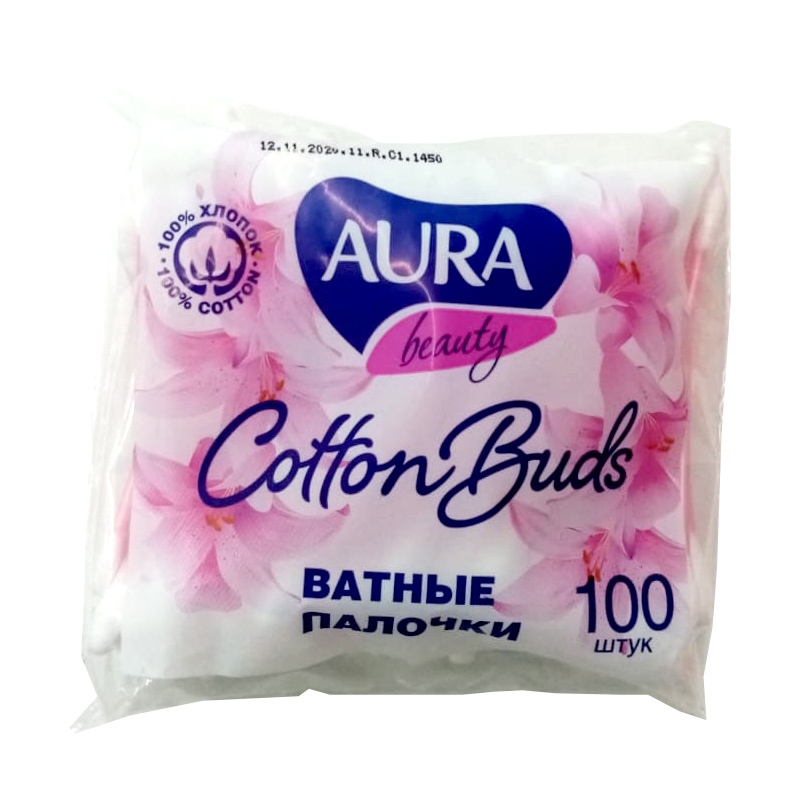 Палочки ватные 100 шт Aura