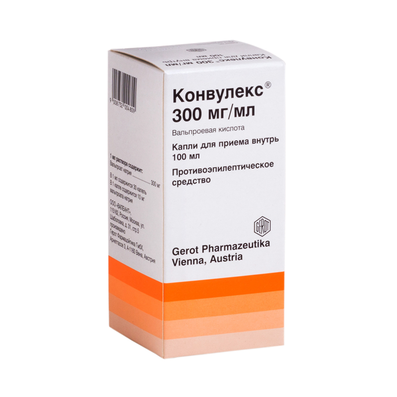 Конвулекс 300мг/мл 100мл капли
