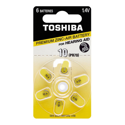 Батарейки TOSHIBA 10 для слухового аппарата PR70 NE DP-6