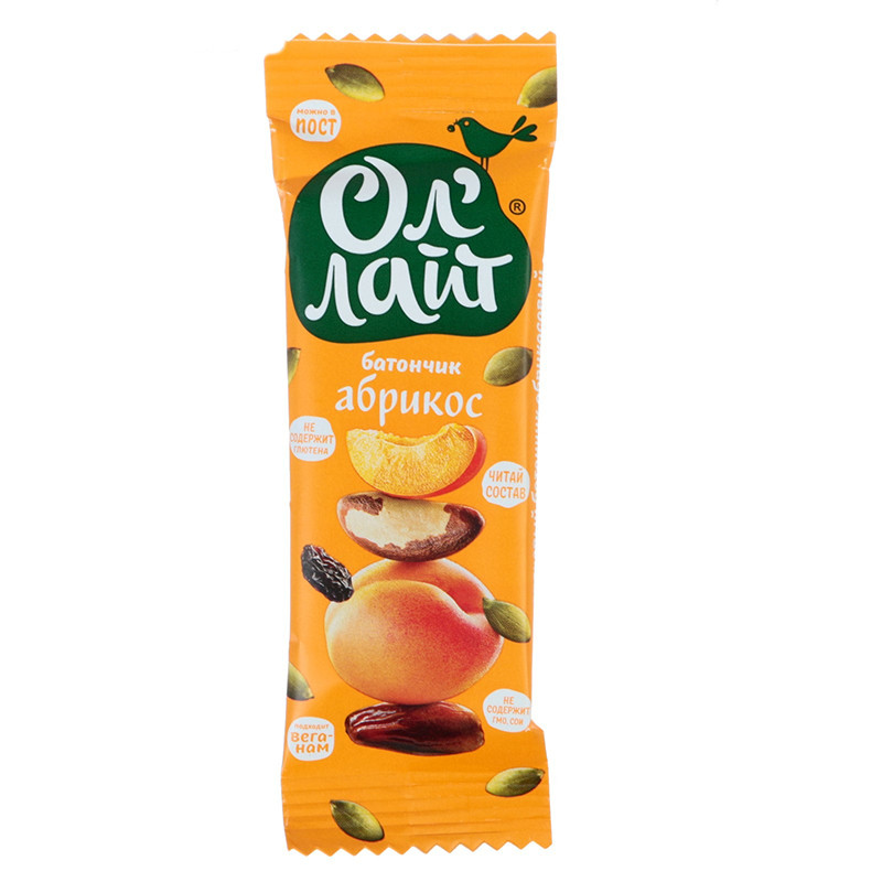 Батончик Ол лайт фруктово-ореховый Абрикос 30г