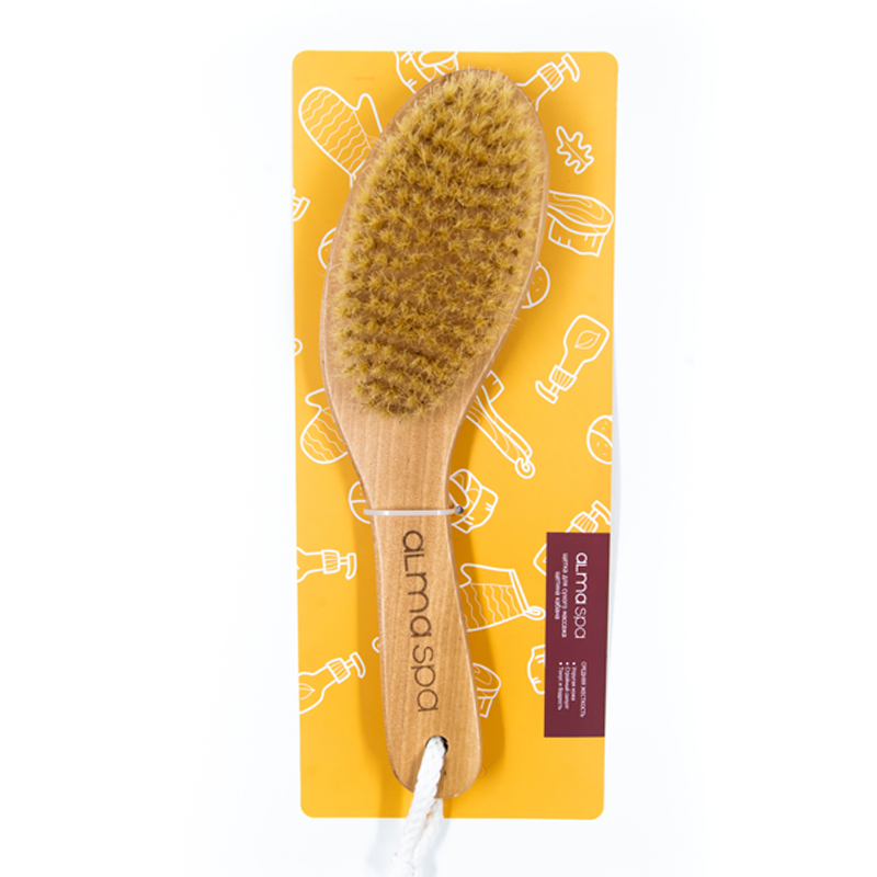 ALMASPA Щетка из щетины кабана для сухого массажа, 25 см