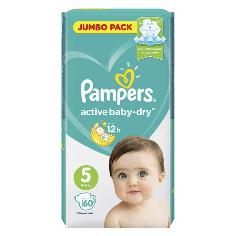 Подгузники Pampers active baby-dry 5 (11-16кг) 60шт