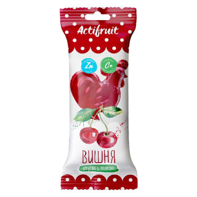 Карамель леденцовая Актифрут Петушок с цинком и витамином С с вкусом вишни 17г
