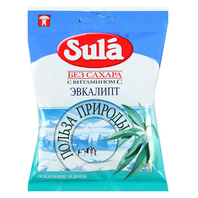Леденцы Зула б/сахара Эвкалипт 60г