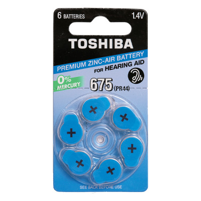Батарейки TOSHIBA 675 для слухового аппарата PR44 NE DP-6
