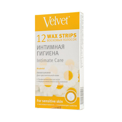 Восковые полоски для деликат. зон Интимная гигиена 12шт Velvet