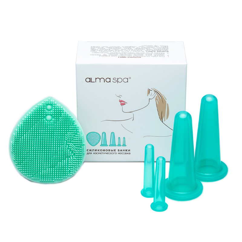 ALMASPA Силиконовые баночки для косметического массажа (изумруд), 3 шт