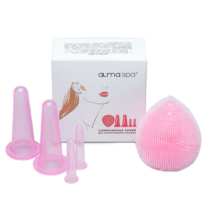 ALMASPA Силиконовые баночки для косметического массажа (фуксия), 3 шт