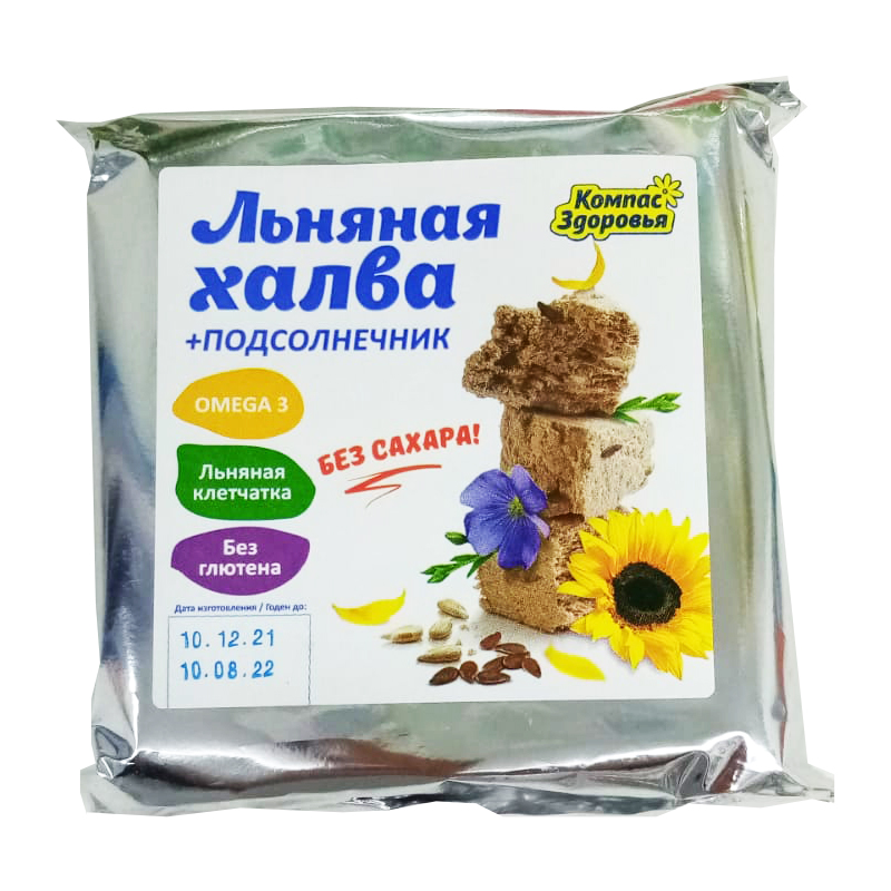 Халва подсолнечного-льняная с семенами коричнего льна на фруктозе 250 г
