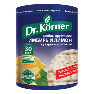 Хлебцы Dr.Korner Кукурузно-рисовыес имбирем и лимоном 90гр