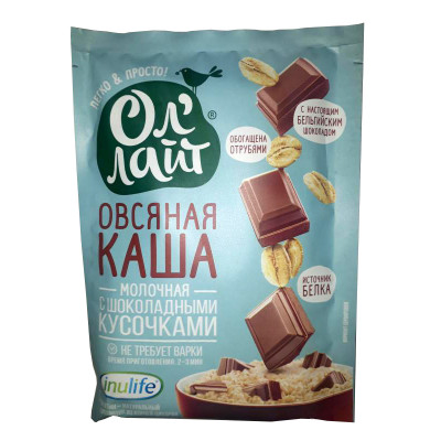 Каша овсяная молочная с шоколадными кусочками 40г 1саше Ол'лайт