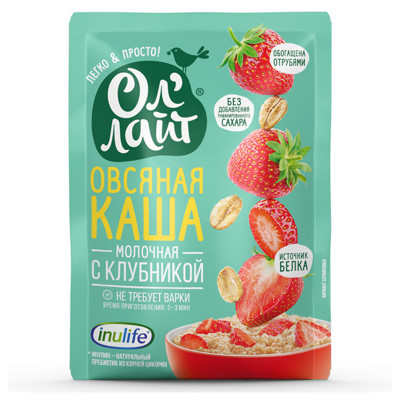 Каша овсяная молочная с клубникой 40г 1саше Ол'лайт