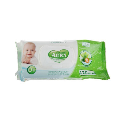 Салф. вл. AURA Ultra comfort с экстрактом алоэ и витамином Е с крышкой 120шт