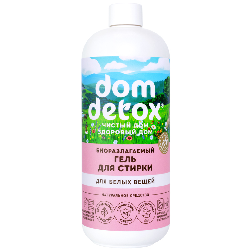 DomDetox Гель для стирки для белых вещей ЗХ, 500г