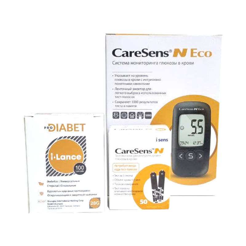 Глюкометр Caresens N Eco+ 10шт тест полоски +10 ланцет