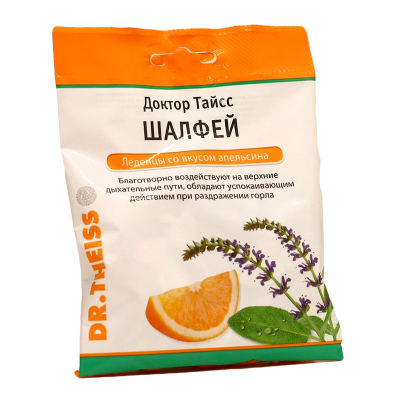 Др.Тайсс Леденцы с шалфеем вкус апельсина 75гр