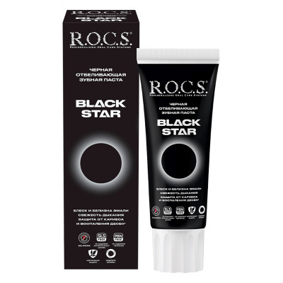 Зуб.паста РОКС BLACK STAR черная отбеливающая 74г
