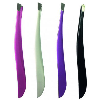 Пинцет скошенный фигурный цветной 1шт арт.008П (KS-508) Iron Style