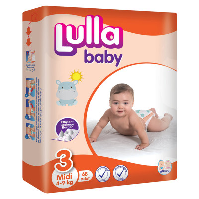 Подгузники Lulla baby №3 миди (4-9кг) 68шт