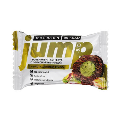 Конфета протеиновая JUMPBIO сореховой начинкой Фисташковый мусс 30г