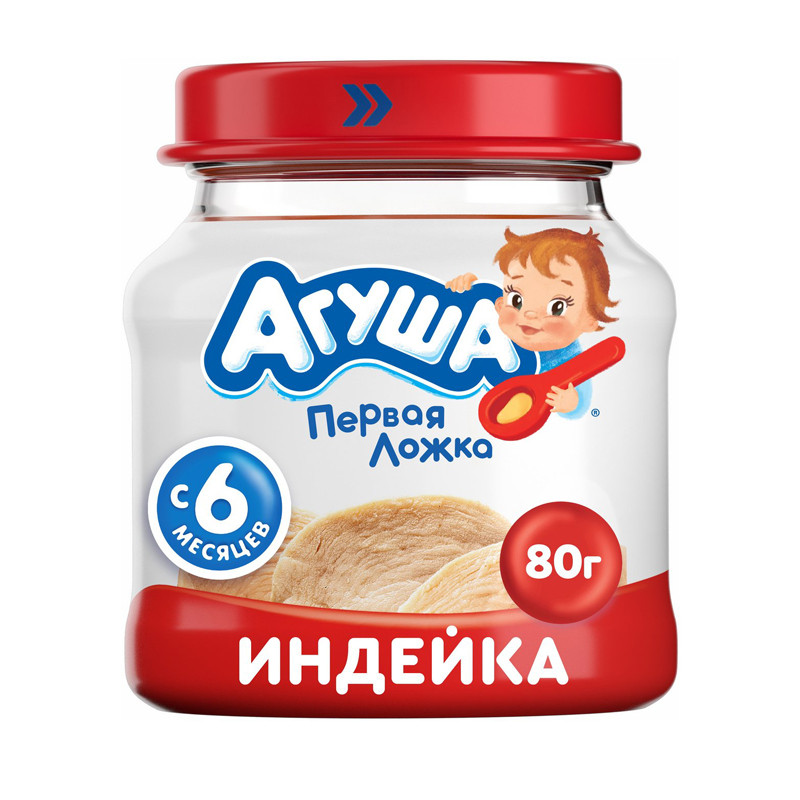 Пюре Агуша Первая ложка Индейка 80г банка