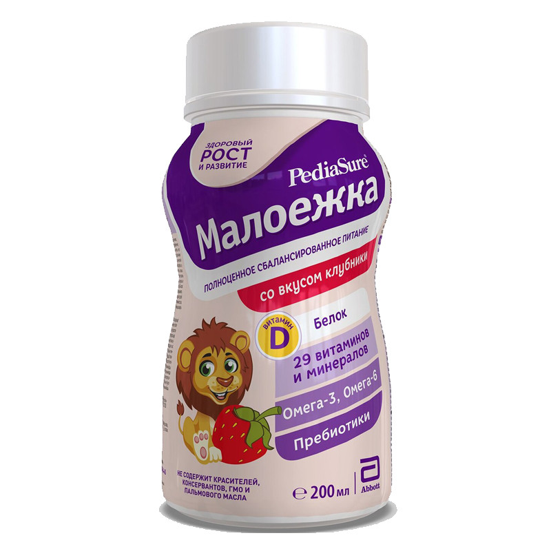 ПедиаШур Малоежка от 1 года до 10лет 200мл Клубника
