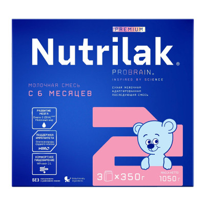 Нутрилак Premium 2 смесь молочная сухая адаптированная последующая 1,050 кг/3/картон