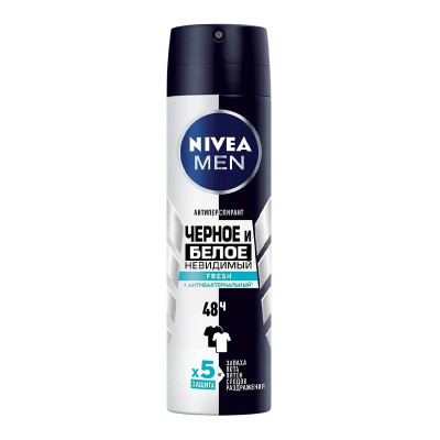 Антиперспирант спрей мужской Черное белое150мл Нивея