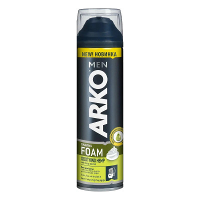 ARKO Men HEMP Пена для бритья успокаивающая с маслом семян конопли 200мл