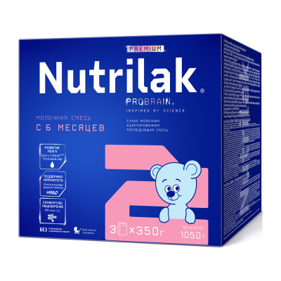 Нутрилак (Nutrilak) 2 смесь молочная сухая адаптированная последующая 1,050 кг/3/Картон