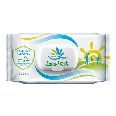 Влажные салфетки антибактериальные Family Luna Fresh 100шт