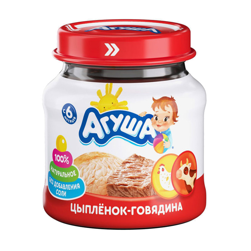 Пюре Агуша Цыпленок-говядина 80г ст.б.