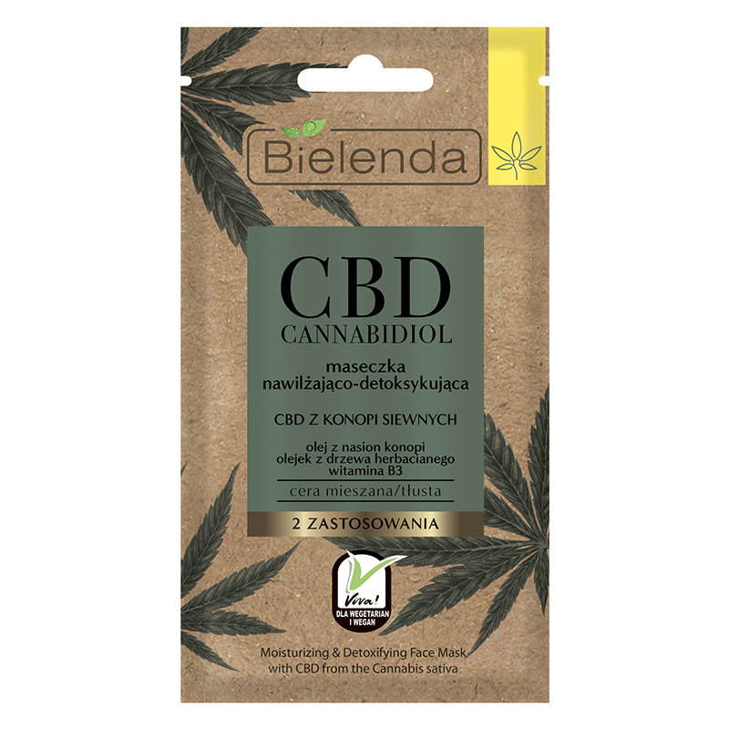 CBD Cannabidiol Маска увлажняющая и детоксифицирующая с CBD из семян конопли, для смешанной, жирной кожи, 8 г