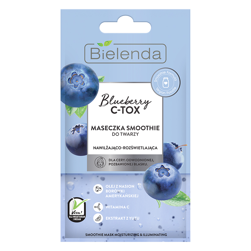 BLUEBERRY C-TOX SMOOTHIE маска для лица увлажняющая с осветляющим эффектом, 8 г