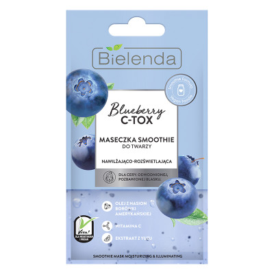 BLUEBERRY C-TOX SMOOTHIE маска для лица увлажняющая с осветляющим эффектом, 8 г