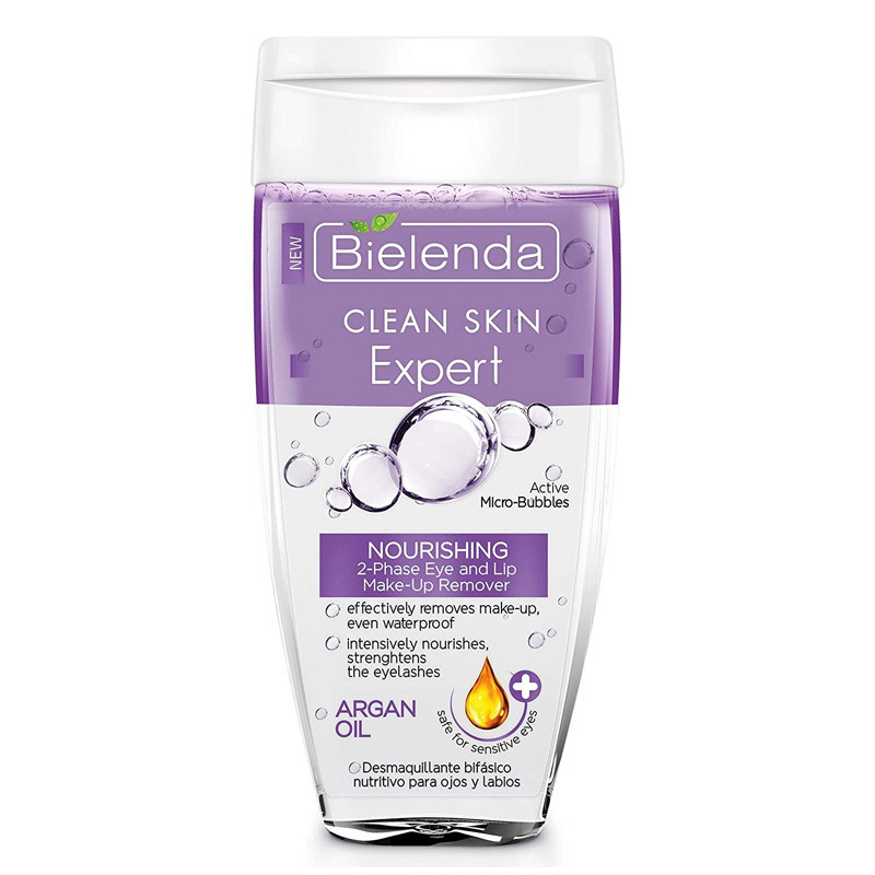 CLEAN SKIN EXPERT Питательное двухфазное средство для снятия макияжа с глаз и губ Аргана 150 мл