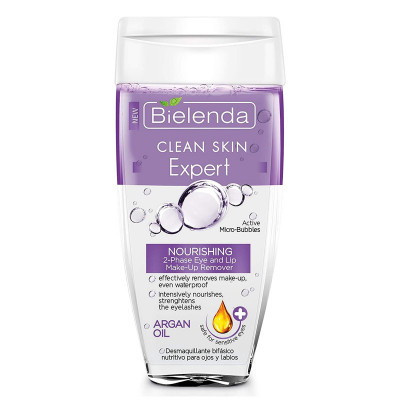 CLEAN SKIN EXPERT Питательное двухфазное средство для снятия макияжа с глаз и губ Аргана 150 мл