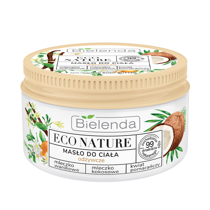 ECO NATURE - масло для тела питательное - Ванильное молоко + Кокосовое молоко + Цвет Апельсина, 250 мл