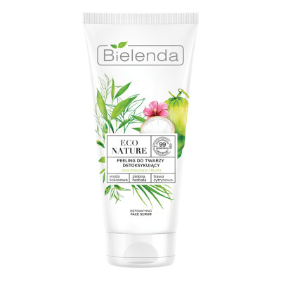 ECO NATURE - скраб-детокс для лица - Кокосовая вода + зеленый чай + лимонная трава, 150 г