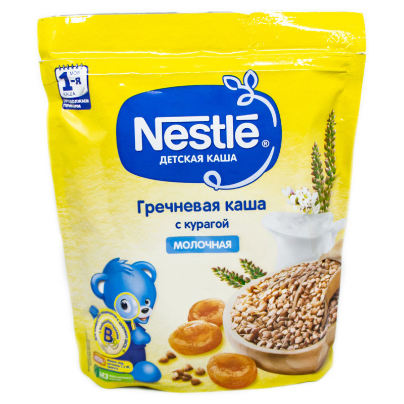 Нестле Каша Гречневая с курагой молочная 200г в мягкой упаковке