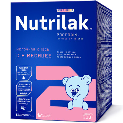 Нутрилак (Nutrilak) Premium 2 смесь молочная сухая адаптированная начальная 0.600 кг/6/Картон.