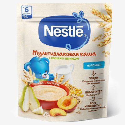 Каша молочная Nestle® Мультизлаковая с грушей и персиком 200 г