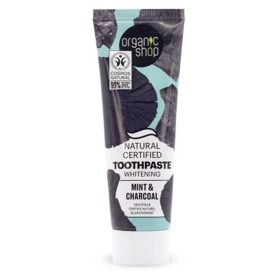 Organic Shop Отбеливающая зубная паста Древесный уголь и Мята 100г