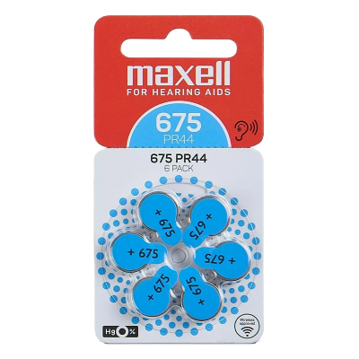 Батарейки MAXELL PR44 (675) 6BC на слуховой аппарат /34500